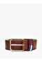 Men's Th Flag Signature 100% Leather Brown Belt - 4