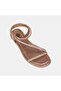Women's Rose Gold Thin Strap Sandals with Stone Detail and Elastic Back - 7