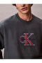 Men's Ck Text Pattern Long Sleeve Cotton Crew Neck Gray Sweatshirt - 5