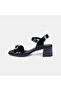 Women's Black Buckle Thick Heeled Patent Leather Sandals - 4