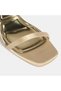 Women's Gold Buckle Detailed Slingback Heeled Evening Dress Shoes - 7