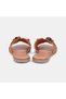 Women's Dark Beige Colored Suede Slippers with Stone Accessories - 5