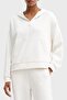 Women's Comfortable Fit Zippered Hooded Cotton Sweatshirt with Front Kangaroo Pocket in Ecru