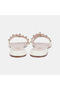 Women's Off-White Leather Slippers with Gold Stud Detail - 5