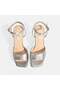 Women's Silver Adjustable Buckle Leather Evening Dress Heeled Shoes - 6