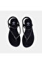 Women's Black Flip-Flop Sandals with Elastic Back and Stone Detail - 6