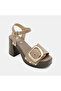 Women's Mink Metal Buckle Platform Heeled Suede Sandals - 8
