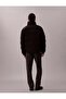 Men's Stand Collar Ck Logo Printed Inflatable Black Coat - 4