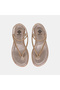 Women's Gold Flip-Flop Sandals with Elastic Back and Stone Detail - 6