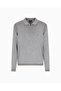Men's Cotton Polo Collar Zipper Closure Long Sleeve Gray Sweater - 5