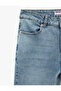 Pocketed Cotton Slim Fit Flared Jean Trousers - Flare Jeans - 7