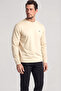 Men's Eagle Logo Embroidered Round Neck Long Sleeve Mink T-Shirt