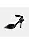 Women's Black Adjustable Buckle Patent Leather Heeled Sandals - 3