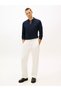 Men's Regular Fit Cotton Half Zipper Long Sleeve Navy Blue Polo Collar T-Shirt - 2