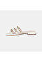 Women's Off-White Leather Slippers with Gold Stud Detail - 3