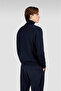 Men's High Collar Comfortable Cotton Blend Blue Knitwear - 3
