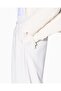 Women's Comfortable Cut Elastic Waistband Cotton Elastic Leg Ecru Trousers - 4