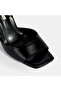 Women's Black Adjustable Buckle Patent Leather Heeled Sandals - 6