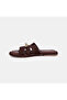 Women's Bitter Brown Gold Lock Detailed Suede Slippers - 3