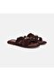 Women's Bitter Brown Gold Lock Detailed Suede Slippers