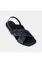 Women's Black Cross-Strapped Buckle Leather Sandals - 7