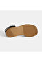 Women's Black Leather Sandals with Adjustable Buckle and Accessory Detail - 4