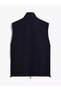 Men's Regular Fit Stand Collar Zippered Logo Label Khaki Vest - 7