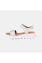 Women's Beige Velcro Wedge Heeled Leather Sandals - 4
