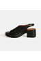 Black Women's Leather Sandals with Buckle Detail - 3