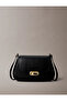 Women's Adjustable Cross Strap Leather Black Shoulder Bag with Metal Buckle