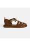 Women's Tan Leather Sandals with Accessory Detail and Adjustable Buckle - 2