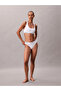 Women's Square Neck Elastic Tight Calvin Lettering Patterned White Bralette