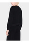 Women's Ribbed Round Neck Off-Shoulder Long Sleeve Black Sweatshirt - 3