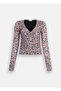 Women's Slim Fit V-Neck Leopard Print Long Sleeve Multi-Color Blouse - 7