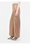 Women's Satin Detailed Comfortable Fit Beige Trousers with Elastic Cuffs - 3