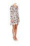 Women's V-Neck Long Sleeve Flared Skirt Multi-Color Dress - 2