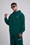 Men's Embroidered Kangaroo Pocket Oversize Sweatshirt Petrol Green