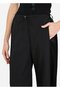 Women's Satin Detailed Comfortable Fit Black Trousers with Elastic Cuffs - 4