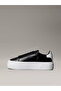 Women's Platform Sole Ck Logo Leather Black Sneaker - 5