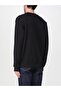 Men's Comfortable Fit Logo Label Round Neck 100% Cotton Long Sleeve Black Sweatshirt - 2