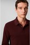 Men's Long Sleeve Regular Fit Button Closure Burgundy Polo Collar T-Shirt - 5