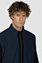 Men's Regular Fit High Collar Pure Wool Long Sleeve Navy Blue Knitwear - 5