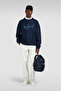 Men's Comfortable Fit Large Shark Logo Cotton Long Sleeve Navy Blue Sweatshirt - 2