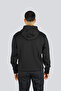 Men's Regular Fit Hooded Collar Shark Logo Detailed Long Sleeve Black-Silver Sweatshirt - 3