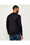 Men's Crew Neck Long Sleeve Cotton Slim Fit Black-Silver T-Shirt - 2