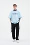 Men's Colored and Technical Embroidered Oversize T-Shirt Light Blue - 5