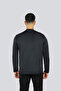 Men's Regular Fit Round Neck Eagle Logo Cotton Long Sleeve Navy Blue T-Shirt - 2