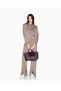 Women's Comfortable Fit Pleated Elastic Waist Slit Wide Leg Brown Trousers - 3
