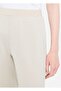Women's Regular Fit Woven Fabric Ecru Trousers with Elastic Waist and Cuffs - 5