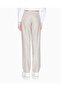 Women's Regular Fit Normal Waist Straight Leg Woolen Beige Trousers - 3